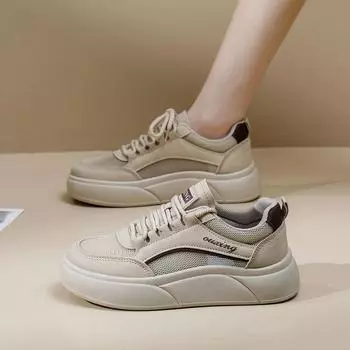 Маленькие белые туфли женские 2025 новая весна студентки корейская версия универсальные повседневные туфли модные туфли толстые туфли на платформе женские SH606 35