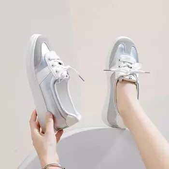 Маленькие белые туфли женские 2025 новая весенняя студенческая корейская версия универсальной повседневной обуви модные туфли на плоской подошве женские туфли Q66 35