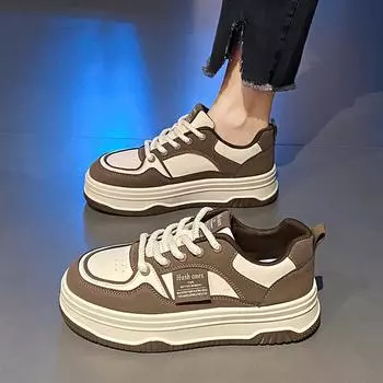 Маленькие белые туфли женские 2025 новые популярные осень и зима интернет знаменитости супер огонь бархатные спортивные и досуговые туфли для доски женские на платформе 35 чёрный