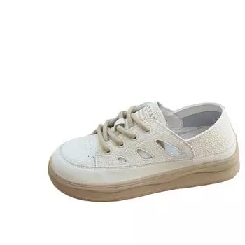 Маленькие белые туфли женские кроссовки 2024 новые дышащие женские туфли из натуральной кожи повседневные спортивные кроссовки для сноуборда для взрослых 35 бежевый