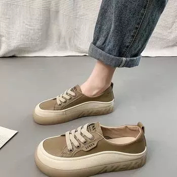 Маленькие белые туфли женские летние плоские ленивые мокасины повседневные универсальные спортивные туфли для сноуборда 35 хаки