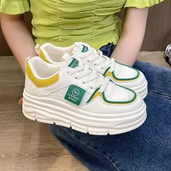 Маленькие белые туфли Женские маленькие туфли Женские универсальные туфли на толстой подошве, увеличивающие рост Женские туфли Модные дышащие сетчатые туфли 36