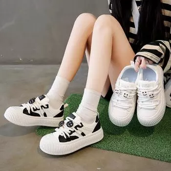 Маленькие белые туфли женские новые весенние студенческие универсальные повседневные туфли модные туфли на платформе модные туфли для досок 35 белый