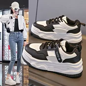 Маленькие белые туфли женские новые весенние туфли для студентов, женские повседневные туфли на толстой подошве для улицы 35 белый