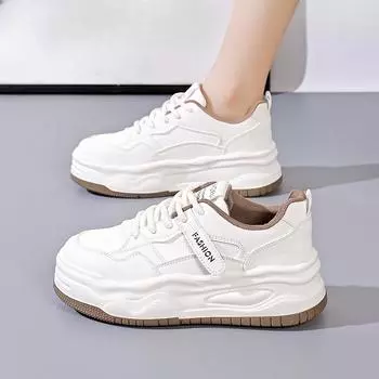 Маленькие белые туфли женские новые весенние универсальные туфли для спорта и отдыха на платформе, увеличивающие рост женские туфли студенческие туфли 35
