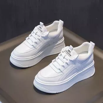 Маленькие белые туфли женские осенние новые универсальные повседневные спортивные туфли толстые подошвы увеличивают рост и показывают худобу женские туфли Muffin Board 35 белый