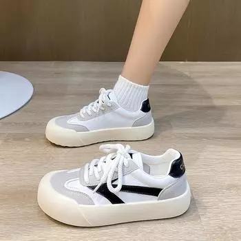 Маленькие белые туфли женские осенние новые повседневные туфли на плоской подошве детские модные универсальные студенческие туфли для спорта и отдыха 35 коричневый