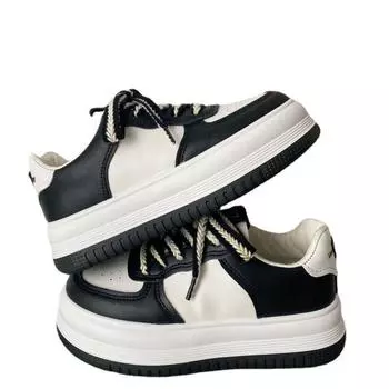 Маленькие белые туфли. Женские повседневные туфли на толстой подошве. 35 чёрный