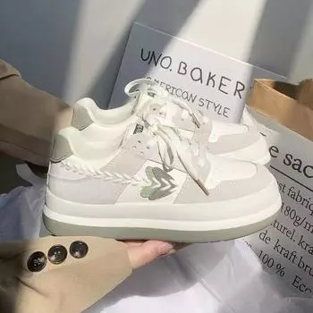 Маленькие белые туфли женские толстые туфли на каблуке повседневные туфли с большой головой 35 зелёный