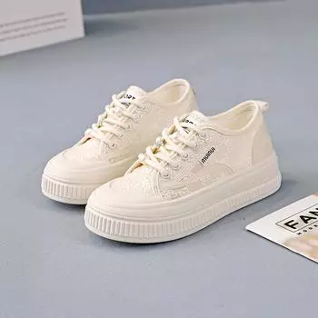 Маленькие белые туфли женские туфли 2024 новые популярные сетчатые дышащие спортивные туфли для серфинга женские тонкие универсальные повседневные туфли женские 23 35 бежевый