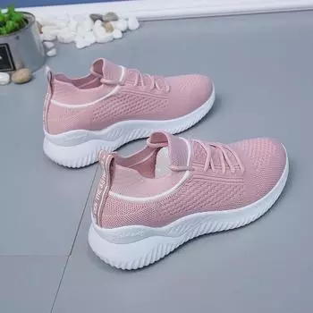 Маленькие белые туфли женские туфли 2025 новые летающие плетеные сетчатые корейские версии для путешествий и отдыха универсальные на шнуровке интернет знаменитости спортивная обувь 36 белый