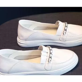 Маленькие белые туфли женские туфли новые туфли на плоской подошве с одной педалью летние туфли Doudou повседневные туфли для беременных 35