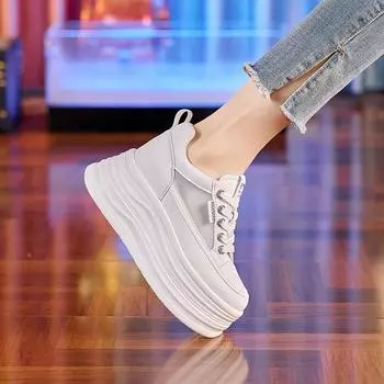 Маленькие белые туфли женские универсальные повседневные туфли для маленьких мужчин весна 2025 новые легкие туфли-кеды на толстой подошве 8 см женские туфли 34