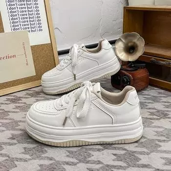 Маленькие белые туфли, женские весенне-осенние новые модные универсальные спортивные повседневные кроссовки на толстой подошве 35