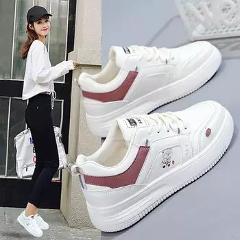 Маленькие белые туфли, женские весенне-осенние новые дышащие туфли для школьников, корейская версия туфлей на повышенной платформе, повседневная обувь 35