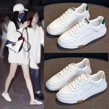 Маленькие белые туфли, женские весенние новые туфли из натуральной кожи, спортивная повседневная обувь на плоской подошве, универсальные кроссовки, женские одинарные туфли 35