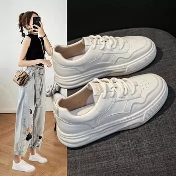 Маленькие белые туфли, женские весенние новые студенческие повседневные универсальные кроссовки из натуральной мягкой кожи на толстой подошве 35