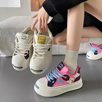 Маленькие белые туфли женские весенние новые студенческие туфли модные универсальные туфли на толстой подошве обувь для спорта и отдыха 35