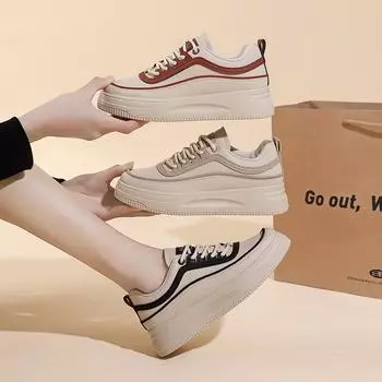 Маленькие белые туфли женские весенние новые спортивные дышащие кроссовки для сноуборда на платформе повседневная обувь на плоской подошве с круглым носком 37