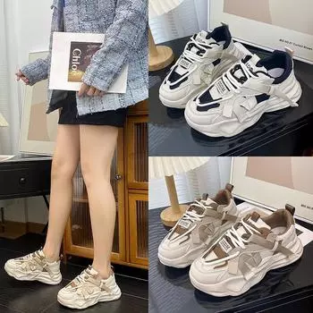 Маленькие белые туфли женские весна и осень новые туфли Daddy на толстой подошве с круглым носком повседневная спортивная обувь модный стиль кампуса 35