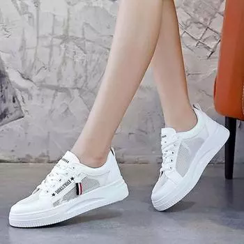 Маленькие белые туфли женские весна-лето сотня с толстой подошвой сетчатые туфли для студентов дышащая сетчатая спортивная обувь для сноуборда 40 белый