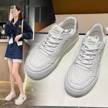 Маленькие белые туфли женские весна-осень 2024 новые модели новые туфли на плоской подошве с низким верхом мягкая подошва повседневная кожаная спортивная обувь прилив 35 коричневый