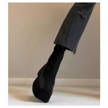 Маленькие ботинки Мартин на толстой подошве с увеличением высоты женские кожаные ботинки-маффины осенне-зимние новые ботильоны на очень высоком клиновидном каблуке женские 35