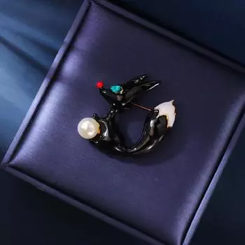 Маленькие броши в виде лисы для женщин, одежда, пальто, украшения, аксессуары для вечеринок, подарки чёрный