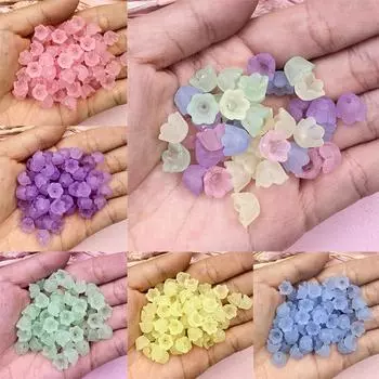 Маленькие цветочные бусины, 40 шт., 9*7 мм, изысканный красочный материал, аксессуары для ювелирных изделий, подвески для изготовления ювелирных изделий, акрил ручной работы синий