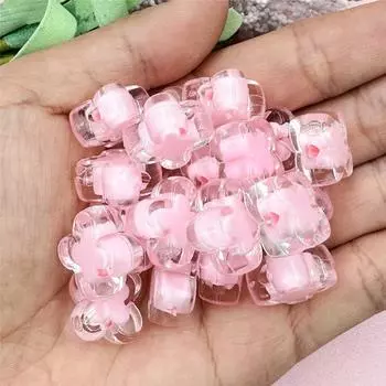 Маленькие цветочные бусины, свободные бусины, 20 шт., материал, цепочка для мобильного телефона, акрил, 14,7 мм, аксессуары для браслетов, бусины своими руками красный