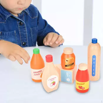 Маленькие деревянные игрушки для еды, игровые кухонные принадлежности, набор бутылок для сока, ранняя образовательная роль