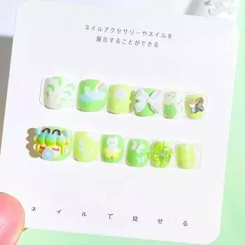 Маленькие девочки, дети, накладные ногти с героями мультфильмов, короткие квадратные аксессуары для ногтей с героями мультфильмов, детские игрушки