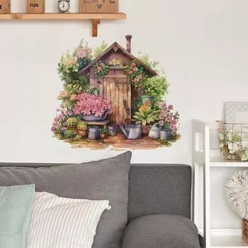 Маленькие домашние цветы зеленые растения спальня гостиная дверь украшение украшение настенная наклейка 35*39CM/fun-f27