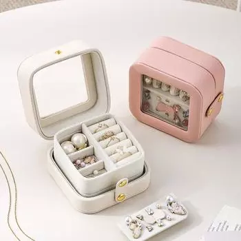 Маленькие дорожные серьги-гвоздики, кольца, ожерелья, шкатулки для хранения ювелирных изделий, портативные многослойные шкатулки для хранения ювелирных изделий S белый