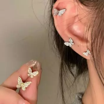 Маленькие и изысканные серьги-гвоздики в форме бабочки из циркония, женские высокие чувства, индивидуальность, модный темперамент, элегантные и изысканные универсальные серьги