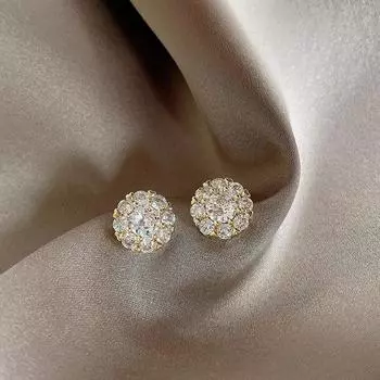 Маленькие и легкие роскошные круглые серьги высокого уровня с датчиком, модные индивидуальные серьги с вермикулитом, простые супер блестящие дикие украшения для ушей золотистый