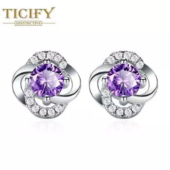 Маленькие и простые темпераментные женские серьги с инкрустацией циркона и цветком, маленькие серьги белый