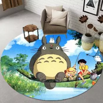 Маленькие коврики с 3D японскими аниме, круглыми ковриками, круглые коврики, коврики для ванной комнаты, домашний декор, кухонные коврики, коврики для гостиной, нескользящие коврики 40cm