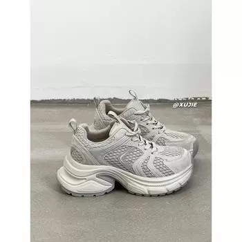 Маленькие кожаные кроссовки на толстой подошве в стиле «папа» для женщин, летние, новые, повседневные, модные, универсальные, увеличивающие рост, спортивные, дышащие 35 бежевый