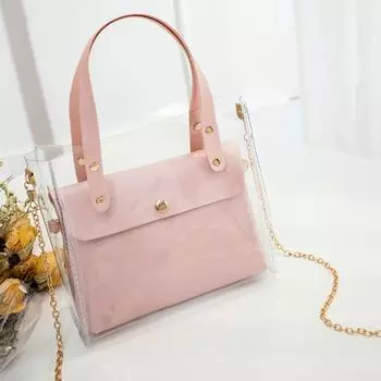 маленькие кожаные сумки женские прозрачные сумки из ПВХ через плечо коричневый