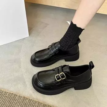 Маленькие кожаные туфли Comemore во французском стиле, женские туфли Marilyn в английском стиле с одной полоской, весенние мокасины с мягкой подошвой 35
