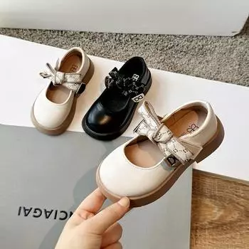 Маленькие кожаные туфли для девочек, летняя новая детская обувь, черные туфли для маленьких девочек, туфли принцессы в британском стиле 26