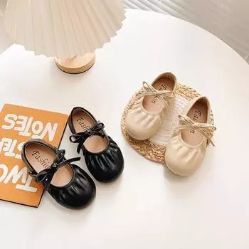 Маленькие кожаные туфли для девочек, весенне-осенние новые детские туфли с бантом на мягкой подошве, детские повседневные туфли из мягкой кожи 21 белый