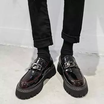 Маленькие кожаные туфли мужские весенние и осенние британские лакированные туфли с большой головкой на японской платформе в стиле ретро 25891-T 38