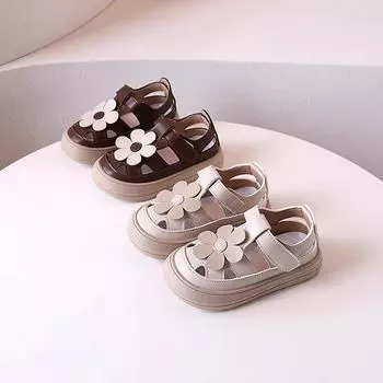 Маленькие кожаные туфли на мягкой подошве для девочек, сандалии в сельском стиле Baotou, новинка весенне-осеннего сезона, модная обувь принцессы для маленьких девочек 23 коричневый