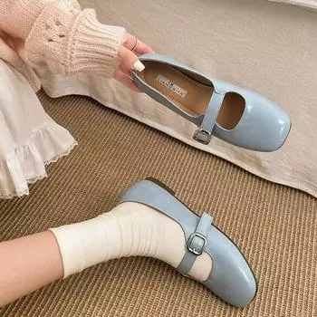 Маленькие кожаные туфли на плоской подошве в ретро-британском стиле для женщин, новая весенняя универсальная модель 2025 года, туфли Мэри Джейн на мягкой подошве 35 чёрный