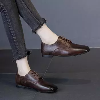 Маленькие кожаные туфли одинарные туфли 35 чёрный