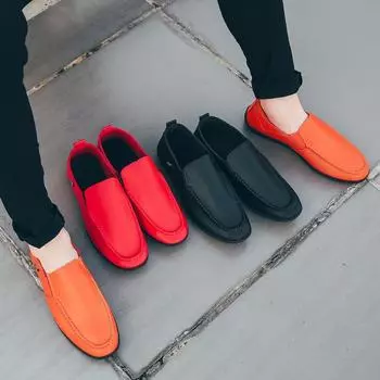 Маленькие кожаные туфли в британском стиле, повседневные лоферы-бини, мужская повседневная обувь, модная обувь, трендовая мужская обувь в британском стиле 39 чёрный