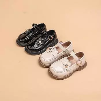 Маленькие кожаные туфли в британском стиле для девочек, детские лоферы на мягкой подошве, новые весенние и осенние женские противоскользящие туфли принцессы 26 белый