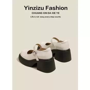 Маленькие кожаные туфли женские мягкие туфли для девочек туфли Мэри Джейн на платформе 34 чёрный